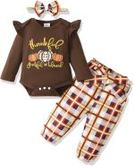 SODLON Newborn Baby Girl Clothes Infant Outfits Clothing Ruffle Romper Bell Bottoms Flared Pants Outfit Sets for Baby Girls